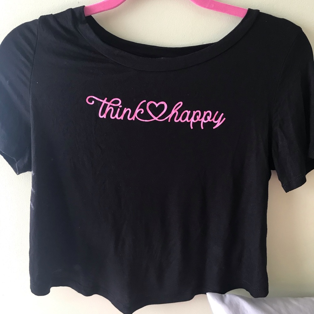 Think Happy Black Papaya T-Shirt